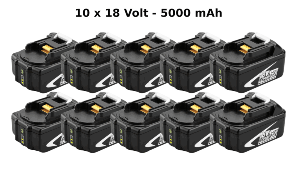 10 x (Huismerk) Accu voor Makita BL1850B - 5000 Mah - 18 Volt