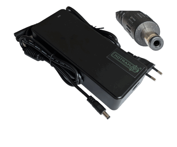 Notram Oplader fietsaccu 42V - 2 Ampere (2-polig) met ronde connector DC 5.5 x 2.1 mm