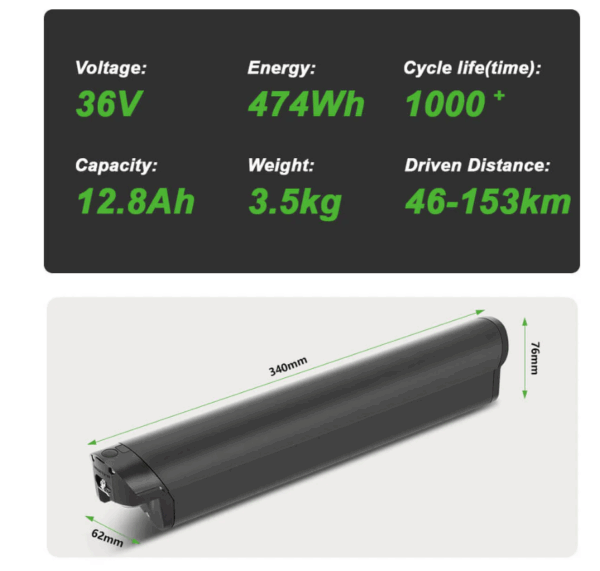 Accu voor Fongers Nuevo, Bikkel, Zündapp 810, Z898, Telefunken Aufsteiger - 36 volt - 12,8 AH- 474 Wh - Afbeelding 3