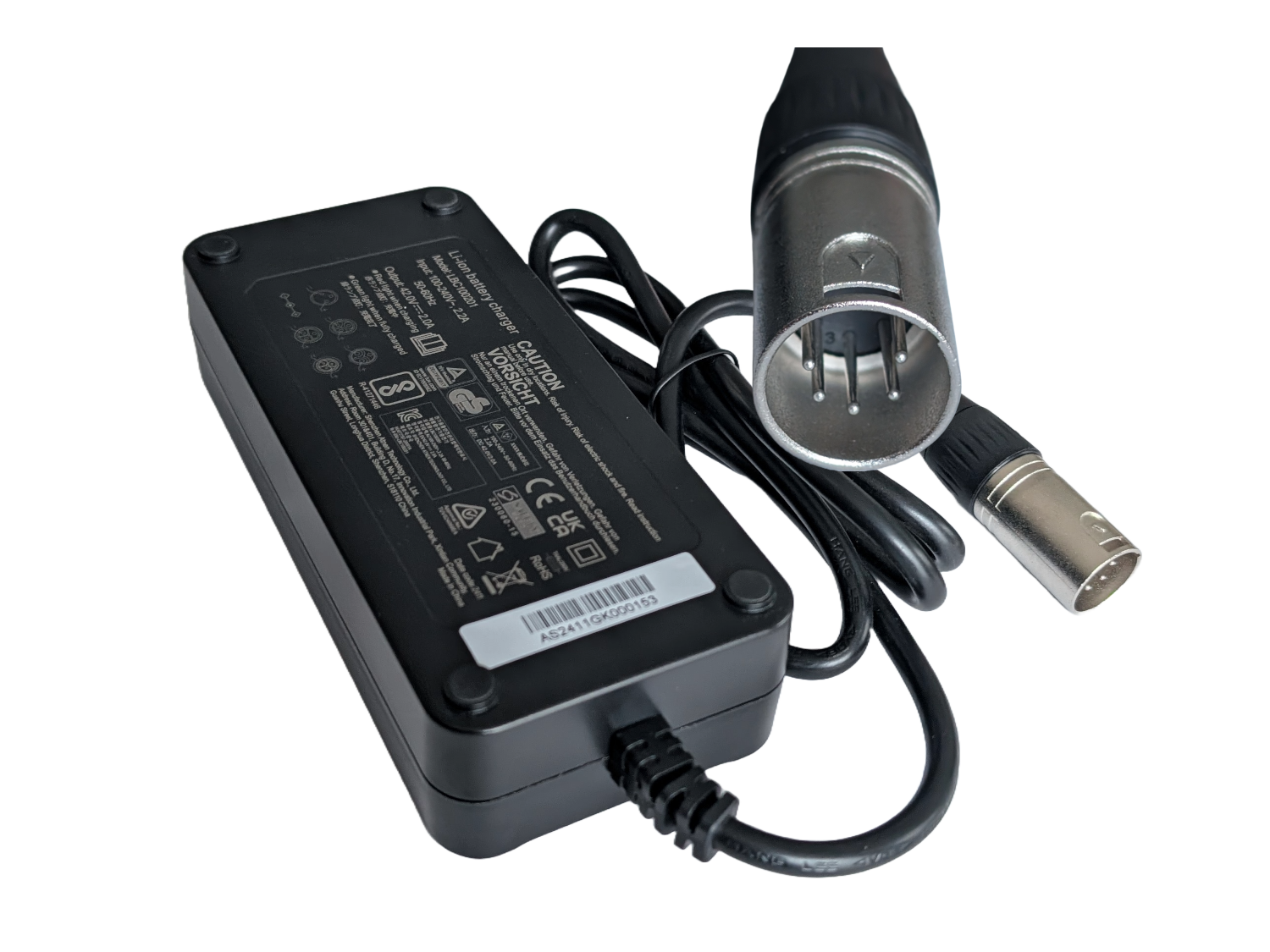 Lader voor Tranzx accu's BL-03, BL-05, BL-06, BL-07, BL-15, 36 volt - 5 pins